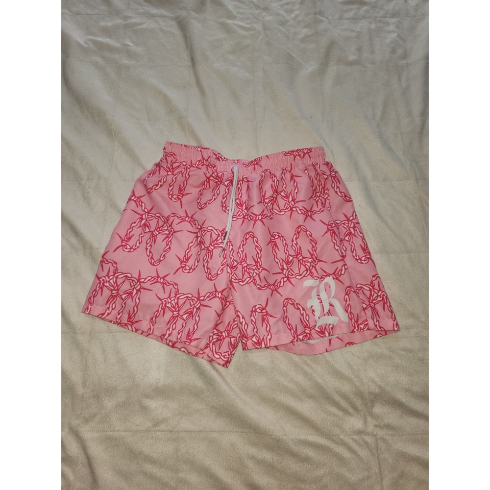 Romwe Mens Swim Trunks Shorts. Pink Size M 38